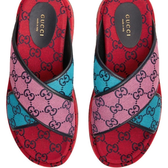 Gucci GG multicolor platform sandals - Picture 1 of 4